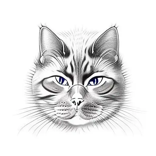 Finally daddy cat accept his baby try to be a father tattoo design idea