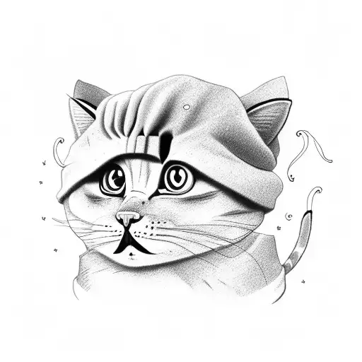 Finally daddy cat accept his baby try to be a father tattoo design idea