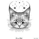 Finally daddy cat accept his baby try to be a father tattoo design idea