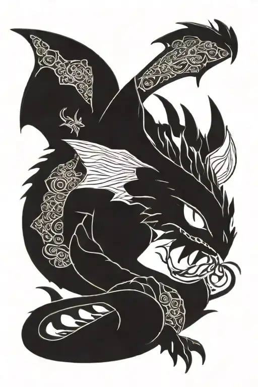 simple toothless dragon tattoo design idea