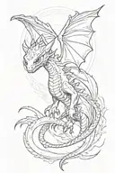 simple toothless dragon flying tattoo design idea