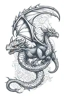 toothless dragon flying tattoo design idea