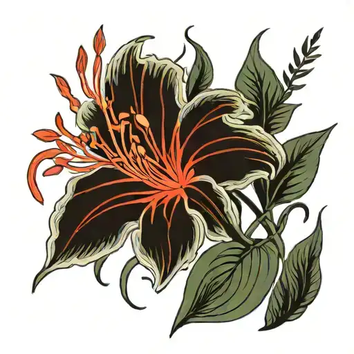 red spider lily tattoo design idea