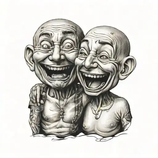 happy sad faces  tattoo design idea