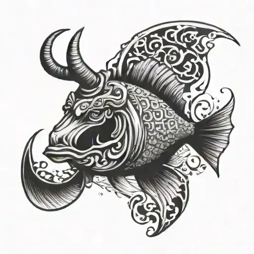 bellicose, ambitious, taurus, fish hook tattoo design idea