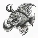 bellicose, ambitious, taurus, fish hook tattoo design idea
