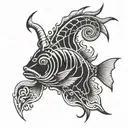bellicose, ambitious, taurus, fish hook tattoo design idea