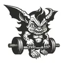 baby devil lifting barbell weights tattoo design idea