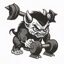 baby devil lifting barbell weights tattoo design idea