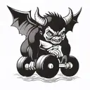 baby devil lifting barbell weights tattoo design idea
