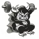 baby devil lifting barbell weights tattoo design idea
