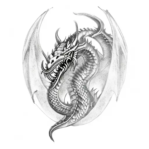 viking dragon style skyrim tattoo design idea