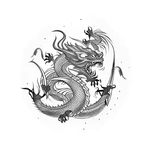 dragon and viking tattoo design idea