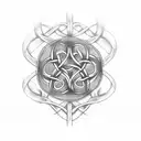 Celtic tree of life where the roots connect below into a dara knot tattoo design idea