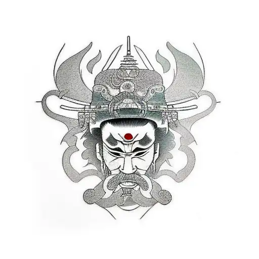 Half sleeve samurai tattoo with everything happens for a reason tattoo design idea