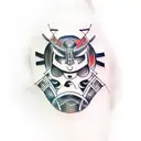 Half sleeve samurai tattoo with everything happens for a reason tattoo design idea