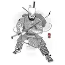Half sleeve samurai tattoo with everything happens for a reason tattoo design idea