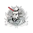 Half sleeve samurai tattoo with everything happens for a reason tattoo design idea