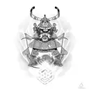 Half sleeve samurai tattoo with everything happens for a reason tattoo design idea