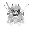 Half sleeve samurai tattoo with everything happens for a reason tattoo design idea