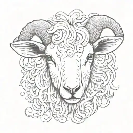 lamb head with hair as different names of God tattoo design idea