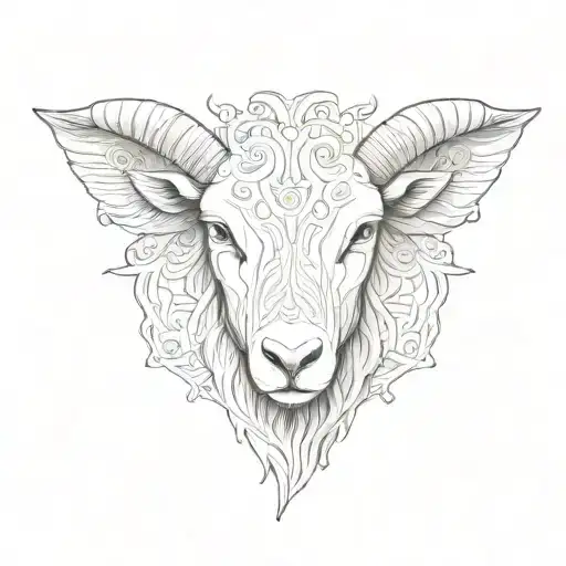 different names of Yahweh in the shape of a lamb head  tattoo design idea