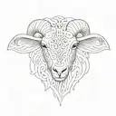 different names of Yahweh in the shape of a lamb head  tattoo design idea