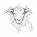 different names of Yahweh in the shape of a lamb head  tattoo design idea