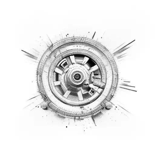 mad max wheel tattoo design idea