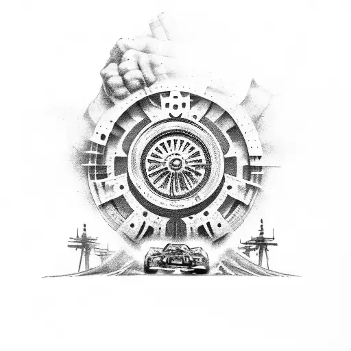 mad max wheel tattoo design idea