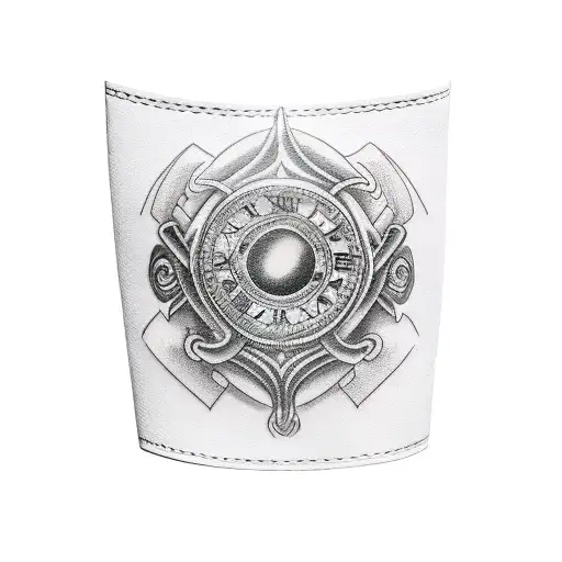 forearm leather bracer tattoo design idea