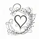 semicolon with black filled heart tattoo design idea