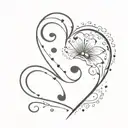 semicolon with black filled heart tattoo design idea