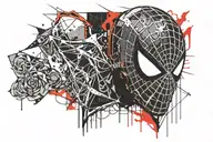 A blackwork design of Spiderman's iconic mask with web detailing tattoo design idea
