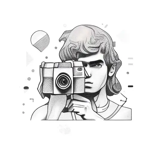 male holding a camera tattoo design idea