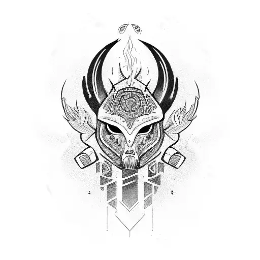 fire moon tattoo design idea