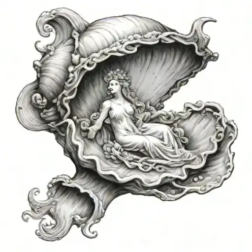 birth of venus in a shell tattoo design idea