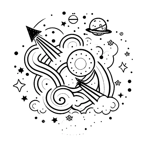 A lucky charm with stars and planets tattoo design idea