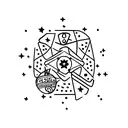 A lucky charm with stars and planets tattoo design idea