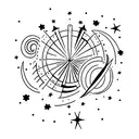 A lucky charm with stars and planets tattoo design idea