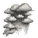 cloud rain falling tattoo design idea