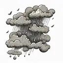 cloud rain falling tattoo design idea