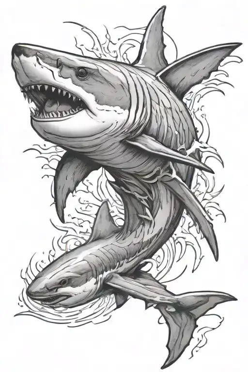 Texas and great white shark tattoo design idea