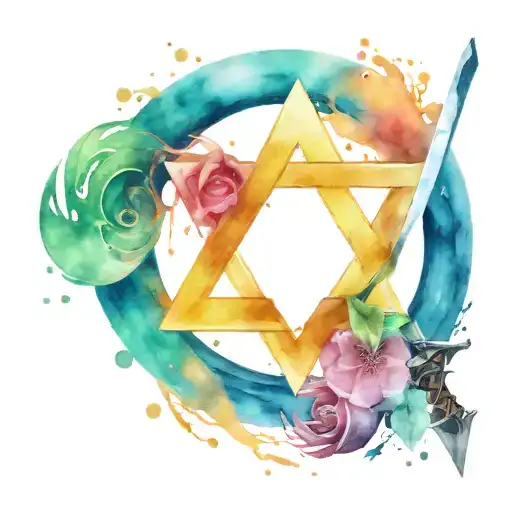 Zelda tatto with the triforce having a sword through it,  and majors mask moon   tattoo design idea