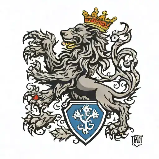 scottish rampant lion flying a Canadian flag tattoo design idea