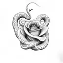 snake around a rose  tattoo design idea