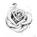 snake around a rose  tattoo design idea
