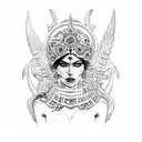 Mexican goddess with skulls at her feet tattoo design idea