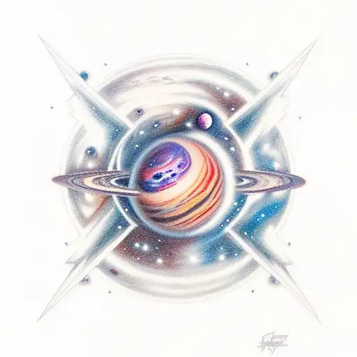 planets and galaxy  tattoo design idea