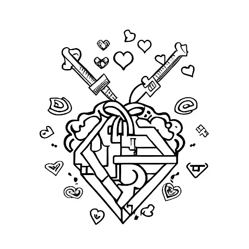 A small key with two hearts attached, symbolizing the teacher's ability to unlock knowledge and her love for her two children tattoo design idea